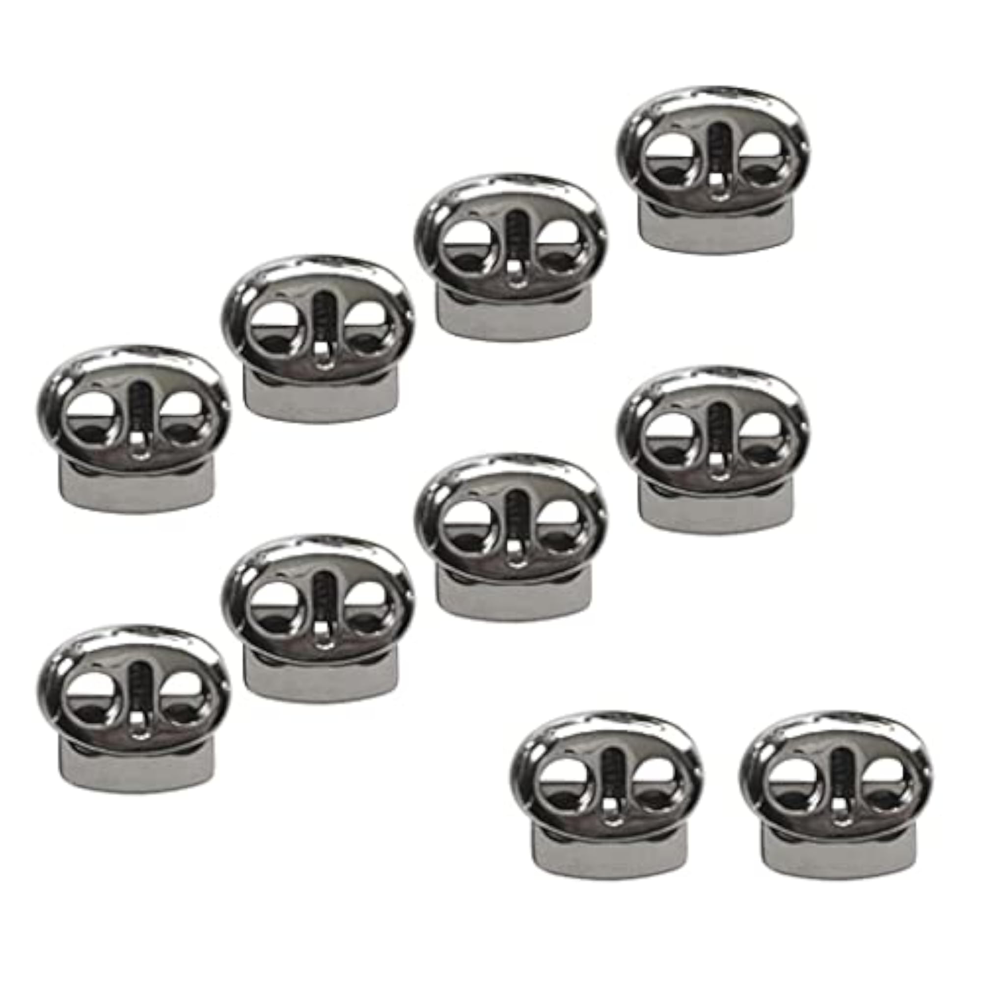 3x10 Pieces Metal Oval Bean String Cord Locks, Toggle Spring Clasp